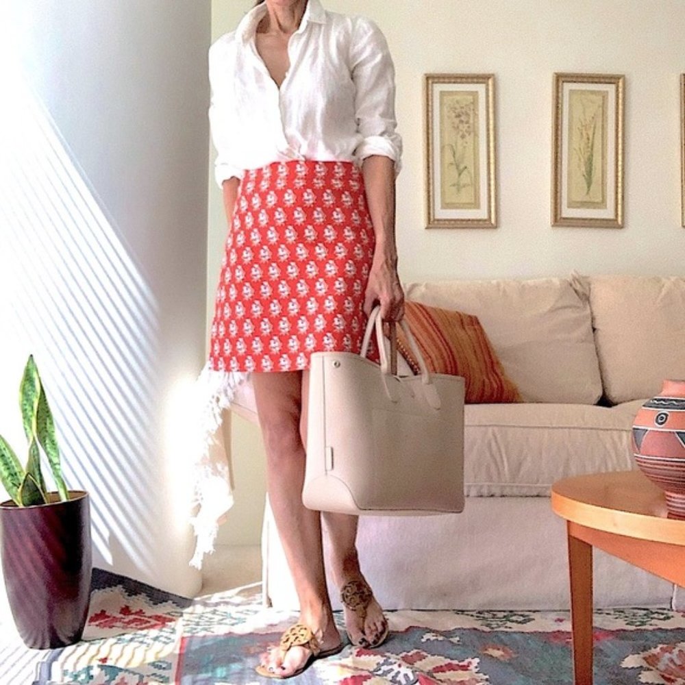 J Crew Orange floral Skirt size 2